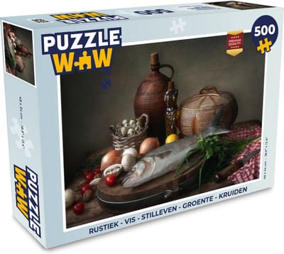 Puzzel Rustiek - Vis - Stilleven - Groente - Kruiden - Legpuzzel - Puzzel 500 stukjes