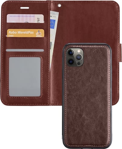 Hoesje - 2 in 1 - Geschikt voor Apple iPhone 13 Pro - Met Uitneembare Hard Cover - Kunstleer - Bookcase - Wallet Case - Met Pasjeshouder - Book Case - Uitneembaar - Pashouder - Telefoonhoes - Bruin