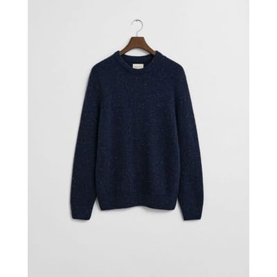 Gant Trui Wool Blend Neps Crew Neck Avond Blauw / male