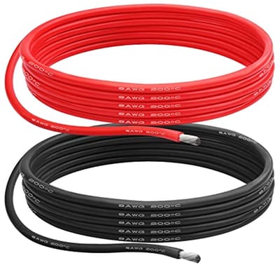 Flexibele 8 AWG Elektrische Draad 5 m - 2.5 m Zwart en 2.5 m Rood voor Arduino-projecten en RC-auto's
