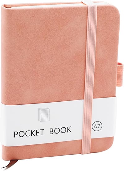Klein A7 Notitieboek met Elastische Sluiting - Mini Notitieboeken met Penhouder voor School en Kantoor (Roze)