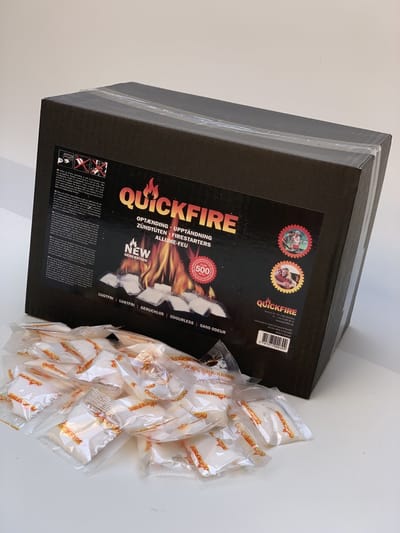 TermaTech Quickfire Aanmaakzakjes 500 Stuks | Aanmaakblokjes Houtkachel BBQ Open Haard Vuurkorf