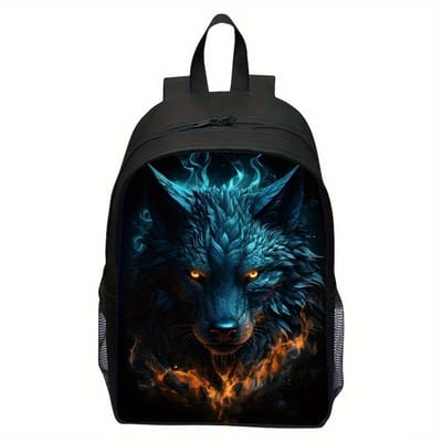 Rugzak wolf | stoere tas voor school | Duistere Wolf Rugzak | 15 - 20 liter | Schooltas voor kinderen | Mooie rugzak, de perfecte tas voor jongens en meisjes