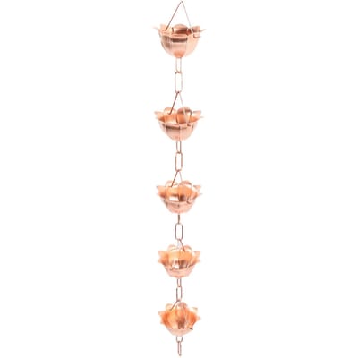 1m Hangende Regenketting Koper Elegant Weerbestendig Regenopvangketting voor Tuin Tuin Tempel Petal Shaped beige