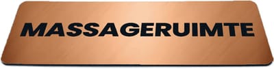 Deurbordje Brons/Koper-look met tekst massageruimte - Formaat 150 x 50 mm x 1,6 mm - Zelfklevend | Luxe uitstraling | Geborstelde Koper/Brons toplaag | Gratis Verzending | Decoporta
