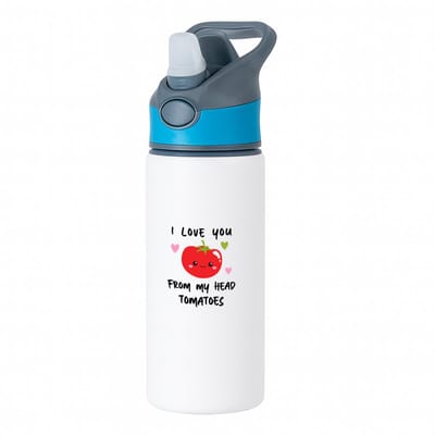 Hacebo® - Relatie cadeau - waterfles met rietje blauw - Relatie - Jubileum cadeau - Love geschenk - gift - Valentijn cadeautje voor hem en haar - Cadeau voor mannen en vrouwen - Valentijnsdag cadeau - water fles - 650ML