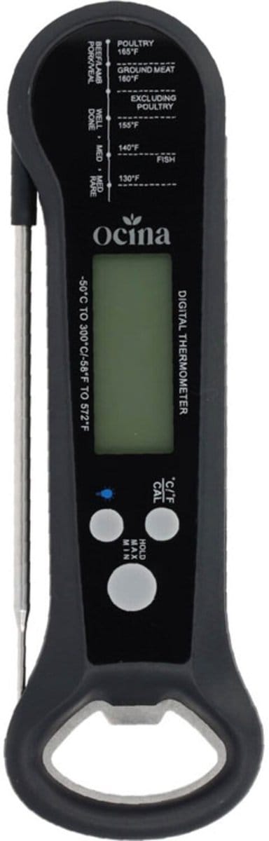 Ocina Vleesthermometer - BBQ Thermometer - Digitaal - Bieropener - Zwart