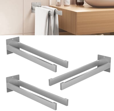 Auralum max Handdoekrek 40 cm - 2-armig Handdoekhouder - chroom - Handdoekstang - Zonder Boren / Zelfklevend - Keuken - Badkamerrek - Handdoekhouders - Handdoekstang - 3PCS