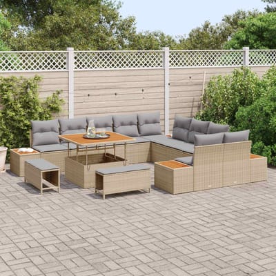vidaXL - Tuinbank - Set - 13 - st - 12-Aantal - zitplaatsen - Beige - en - Lichtgrijs