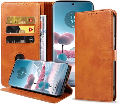 Geschikt voor Motorola Edge 40 Neo Telefoonhoesje Kunstleer met Magnetisch lipje en Pasjeshouder Book Case met Klepje - Walletcase with Cardslot - Bruin - Smartphonica geschikt voor Motorola Edge 40 Neo