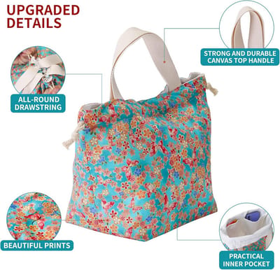 Lunchtas met trekkoord - Herbruikbare bento tas voor school, werk en buiten - Compact en schattig ontwerp