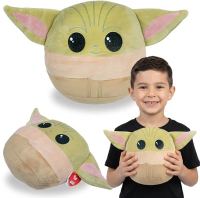 TY Star Wars Baby Yoda GROGU Zacht, decoratief kussen, SQUISHY BEANIES, sierkussen voor in de kamer - ronde mascotte 22cm
