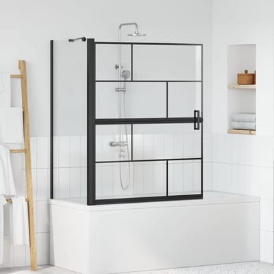vidaXL - Bad - Douche - Scherm - Zwart - en - Transparant - 100 - x - 68 - x - 128 - cm