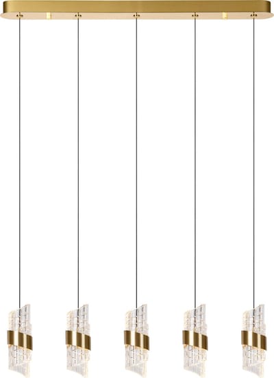 Lucide KLIGANDE - Hanglamp - LED Dimbaar - 5x7,8W 2700K - Mat Goud / Messing