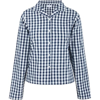 Linea Dames/Dames Gingham geruit, ontspannen overhemd met lange mouwen (Marine, Wit)