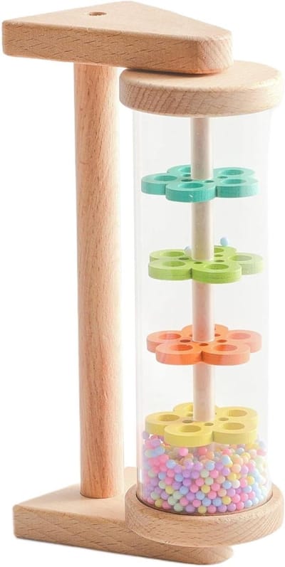 Regenstok - Muziekinstrument - Sensorische Ontwikkeling - Veilig Hout PP - 19.9 cm - Multicolor