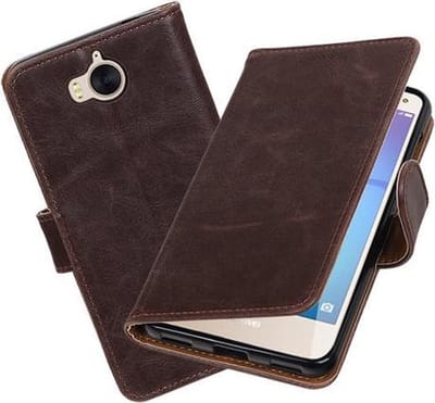 BestCases.nl Huawei Y5 2017 / Y6 2017 Pull-Up booktype hoesje Mocca
