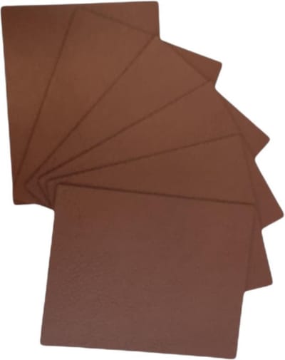 Skinnatur Onderzetters Set van 6 – 13x10 cm – Cognacbruin (Cognac) – Gerecycleerd Leer & Natuurrubber – Glasonderzetters voor Tafeldecoratie
