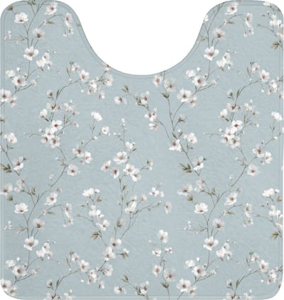 WC mat met uitsparing 55x60 cm - Antislip - Klassiek - Bloemen - Blauw - Toiletmat met uitsnijding - Vloermat - Douchemat - Toilet tapijt - Toiletmatten