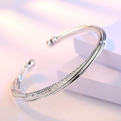 Mode 925 Sterling Zilver Dames Bedel Manchetarmband Linellae Verstelbare Armband Meisjes Feest Sieraden Cadeaus white