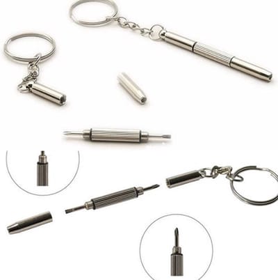 *** Bril Schroevendraaier Reperatie Set - Sleutelhanger 3 in 1 - Onderweg Survival - van Heble® ***