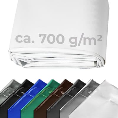Zeer Sterk PVC Vrachtwagenzeil 700g/m² - 12,0 x 2,50 m Wit - 100% Waterdicht Afdekzeil