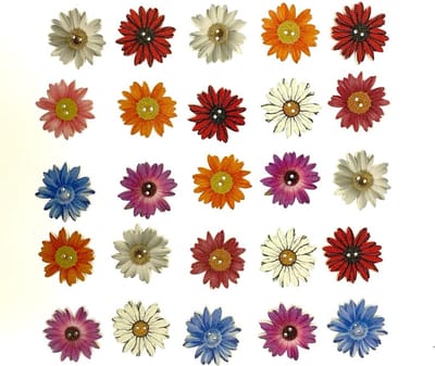 Winkrs | 25 Houten knoop knopen in bloemvorm - 25mm - DIY - Chrysanten in diverse kleuren - Bloemen decoratie