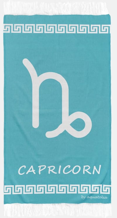 uit Turkije By Aquatolia Hamamdoek Capricorn Zodiac - 100% Zacht Katoen - Strandlaken - Handdoek - Turkoois - 100cm x 180cm - Originele hamamdoek uit Turkije