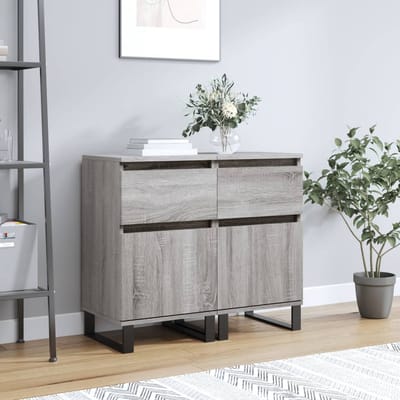 vidaXL - Dressoirs - 2 - st - 40x35x70 - cm - bewerkt - hout - grijs - sonoma