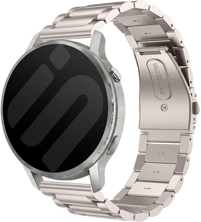 Strap-it 20mm stalen band - universeel geschikt voor Garmin Vivoactive 6 / 5 / 3 / Vivomove / 3 / HR / Style / Luxe / Sport / Trend / Forerunner 645 / 570 / 245 / 170 / 165 / 70 / 55 / Venu / SQ / SQ2 / 2 Plus / Approach S12 / S40 / S42 - Starlight
