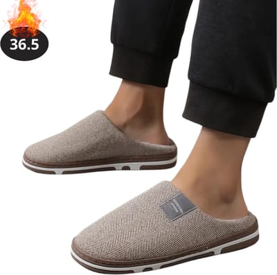 Nivard Warme Pantoffels - Sloffen - Slippers - Dames - Heren - Pluche - Maat 36.5 - Koffie