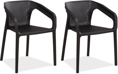 Homestyle4u Tuinstoelen - Set van 2 - Stapelstoelen - Kunststof - Zwart