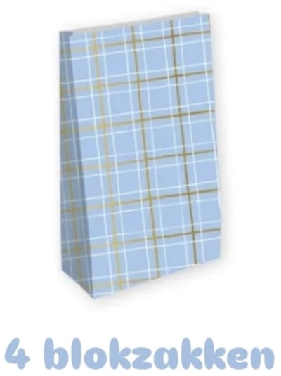 4x Blokbodem zak ruit blauw- Maat L - man - vaderdag
