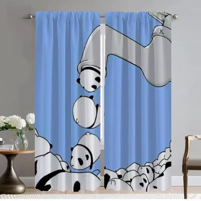 Schattige Panda Gordijnen voor Slaapkamer Verduisterend Gordijn voor Kamer 2 Panelen Halloween Decoratie Shades Huis Interieur Gordijnen Scheiding W50xH70cmx2pcs-CL gray