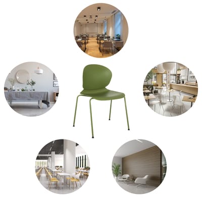 Bezoekersstoel / vergaderstoel / stapelstoel T36 VI kunststof / staal groen / groen hjh OFFICE