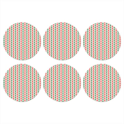 Onderzetters voor glazen - Rond - Kerst - Patronen - Driehoek - 10x10 cm - Glasonderzetters - 6 stuks - Tafeldecoratie Kerstmis - Kerstdecoratie tafel - Tafelversiering