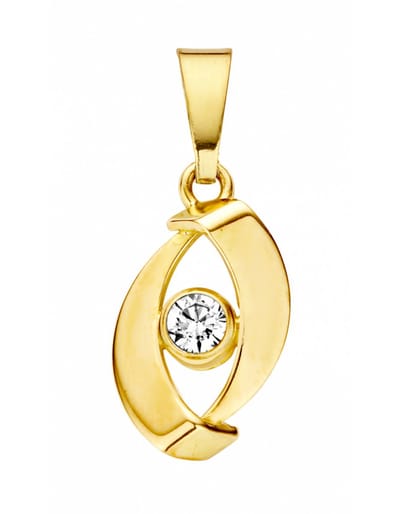 Mori Gold 14krt geelgouden hanger met 0,09crt diamant, subtiele hanger met een moderne uitstraling, model 40-HM-840-0,09