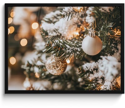 Poster in lijst - Fotolijst 70x50 cm - Posters - Kerst - Kerstboom - Winter - Binnen - Sneeuw - Posterlijst zwart - Decoratie - Wanddecoratie woonkamer - Muurdecoratie slaapkamer - Kerstversiering - Kerstdecoratie voor binnen - Kerstmis