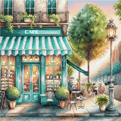 Borduurpakket AVA stitch - A Cafe in the City - Een Cafe in de Stad - 026 - Telpatroon