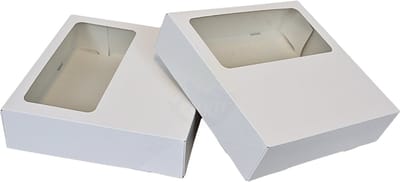 300x Gebaksdoos met venster wit 19x19x5 cm | Doos voor 4 gebakjes & bento cake