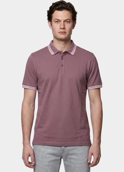 Bos Bright Blue Scotland blue polo heren brick polo plain contrast col spe25108br06sb/765 grape