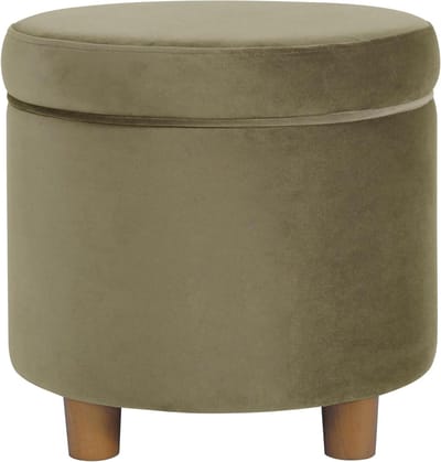 Opbergpoef Fluweel - Ottomaanse Poef - Woonkamer Opbergruimte - Stevige Constructie - 48x48x46 cm - Licht Saliegroen