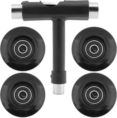4x Stevige Skateboard Wielen Set 55mm PU 80A Inclusief Lagers en Gereedschap