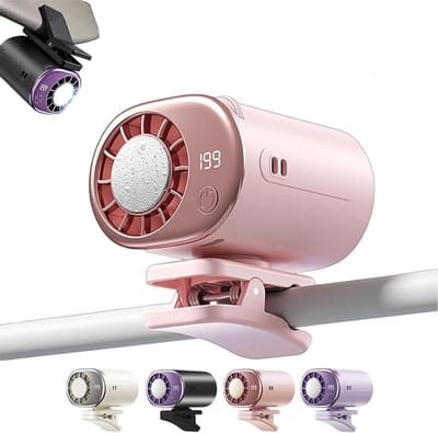 Opsteekventilator - Draagbare Ventilator - 199 Standen - Met Clip En LED-Display - Clip-On Ventilator - Koelventilator - Mini Fan Oplaadbaar - Draadloze Tafelventilator - Geschikt Voor Buiten, Op Reis En Op Kantoor - Roze