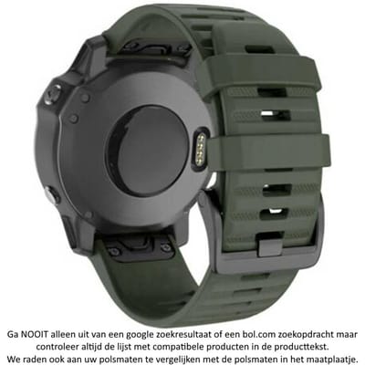 Leger Cargo Groen Siliconen horlogebandje geschikt voor Garmin Fenix 5 (& 5+ & Sapphire) / Forerunner 935/945 / Quatix 5 &5 Sapphire / Fenix 6 &6+ / Approach S60 & S62 / MARQ / D2 Delta – Quickfit Compatibel – 22 mm army green smartwatch band