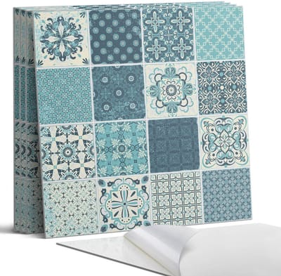 Coloray Wandpanelen Zelfklevend - Patronen in geometrische mozaïeken Zelfklevende Wandpanelen - 50 cm x 50 cm - Turkoois Wandpaneel PVC - 4 stuks - Mozaïeken Wandpanelen Zelfklevend - Wandbord Keuken - Wandpaneel Badkamer