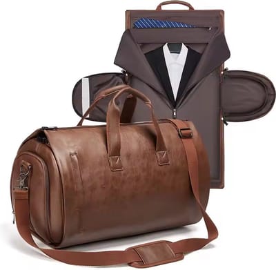 CarryQuest® - Opvouwbare Reistas - Handtas - Luxe - Multifunctioneel - Bruin- PU-Leer - Polyester - Weekendtas - Zakenreis - Waterdicht - Verstelbaar - Afneembaar - Schouderriem
