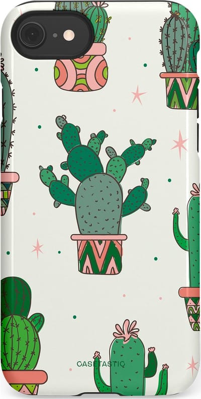 Casetastic Hoesje Geschikt voor Apple iPhone 7/8/SE - Stijlvolle Beschermende Duo-layer Case - Zonnige Cactus