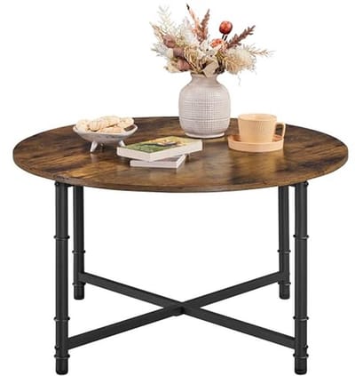 Ronde salontafel van hout met verstelbare poten - Industriële tafel voor woonkamer, slaapkamer, balkon en terras