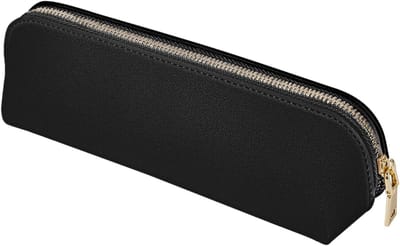 Meisjes etui - Jongens etui - Etui voor school - Leren etui - Slanke etui - Metalen etui met ritsvak - Perfect voor kantoor of middelbare school (zwart)